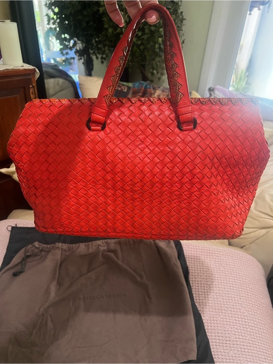 Bottega Veneta Handbags - BOTTEGA VENETA Intrecciato Leather Brick Tote with Python Detailing AUTHENTIC